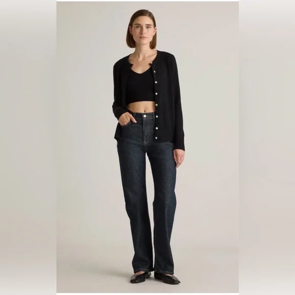 Quince Mongolian Cashmere Cardigan Black , size Small - Picture 2 of 11